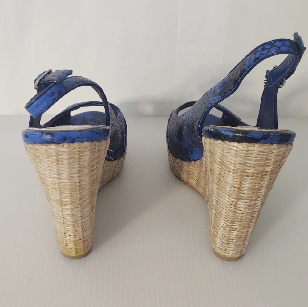 White House Black Market Blue Wedge Sandals size 8